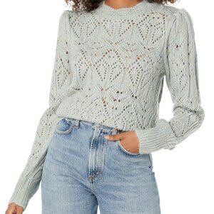 ASTR the label Green  Evy Ribbed trim and padded shoulders Sweater size L/M